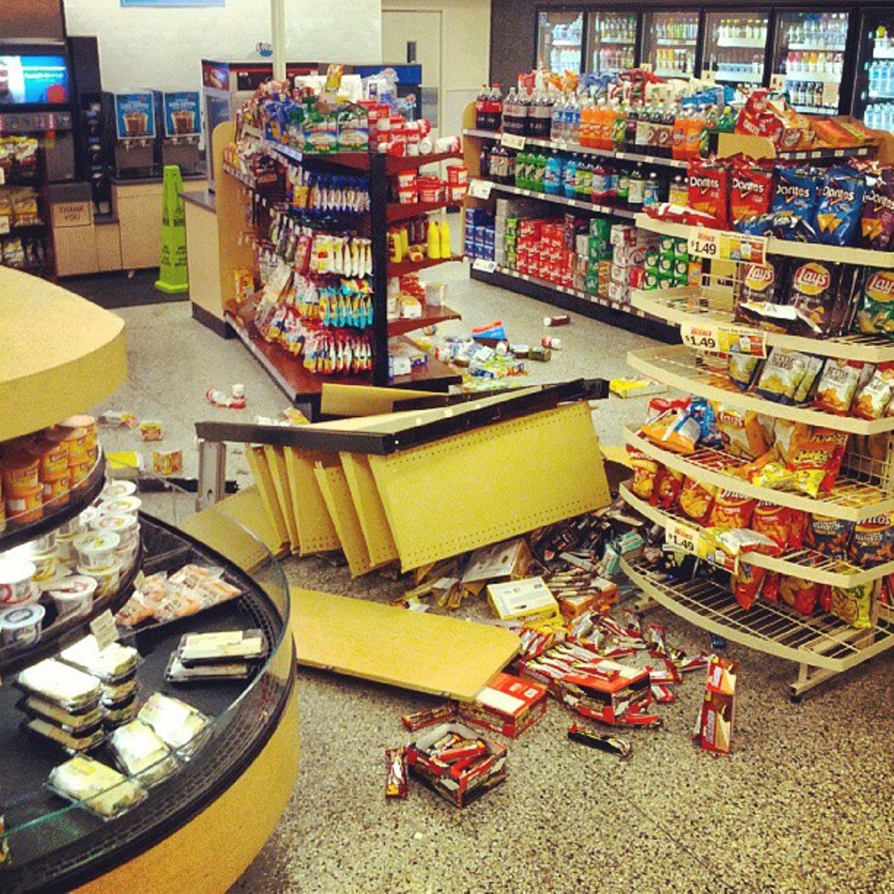 Someone has to clean up after an in-store fist fight 
Photo via Instragram