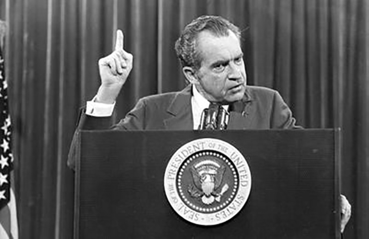 President Richard Nixon said his infamous line &#147;I&#146;m not a crook&#148; at the Disney Contemporary Resort on Nov. 17, 1973.
Photo via Associated Press