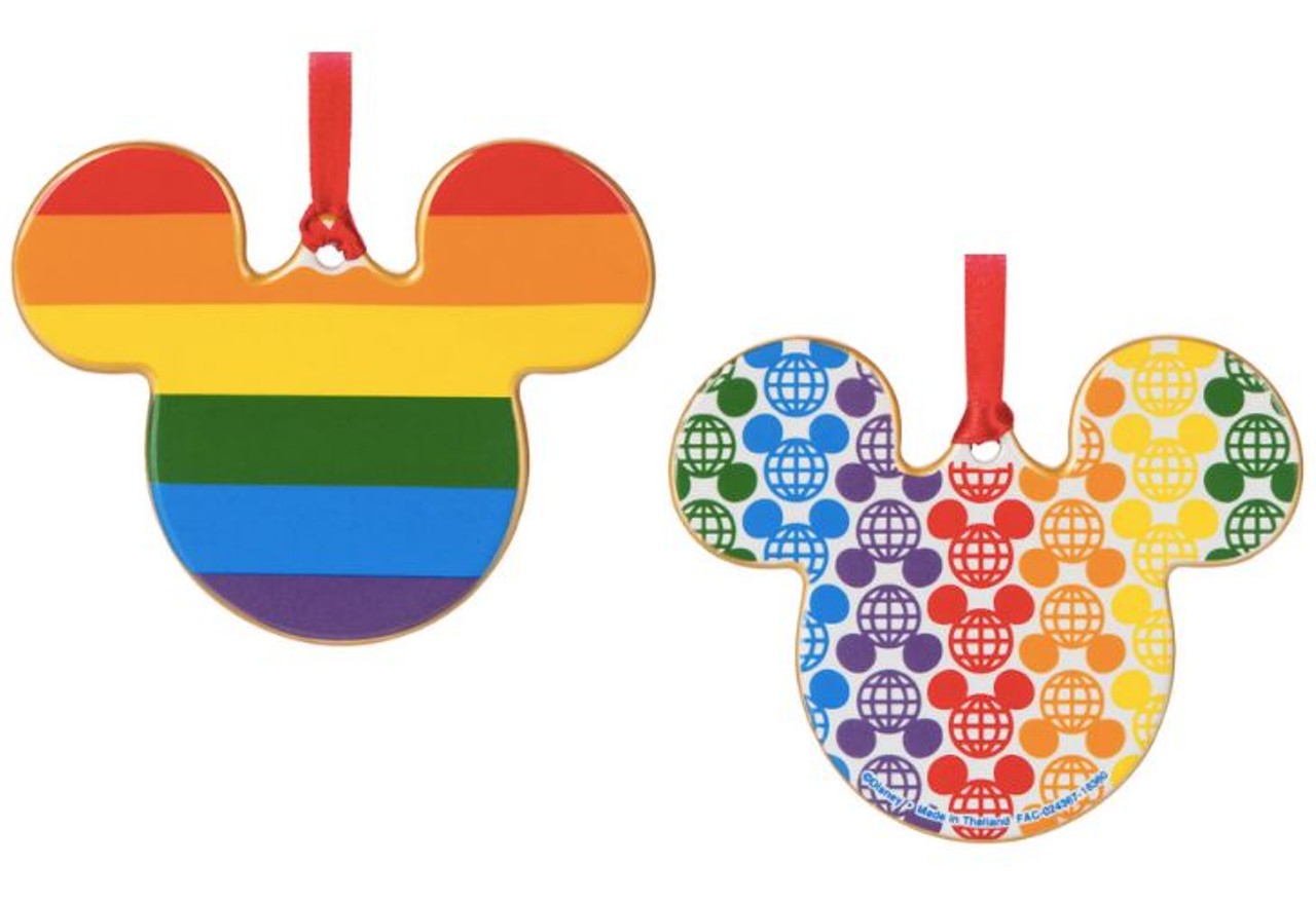 Mickey Mouse ornament
A rainbow-striped, Mickey-shaped flat ceramic ornament featuring a vibrant multicolored design with golden edging, $16.99.
Photo via shopDisney