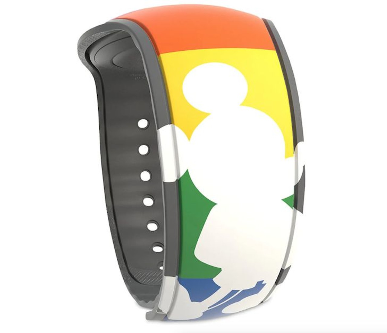 Mickey Mouse MagicBand 2
One Band fits most for the second edition of the Mickey Mouse MagicBand complete with a rainbow design and a white Mickey Mouse shadow for $24.99.
Photo via shopDisney
