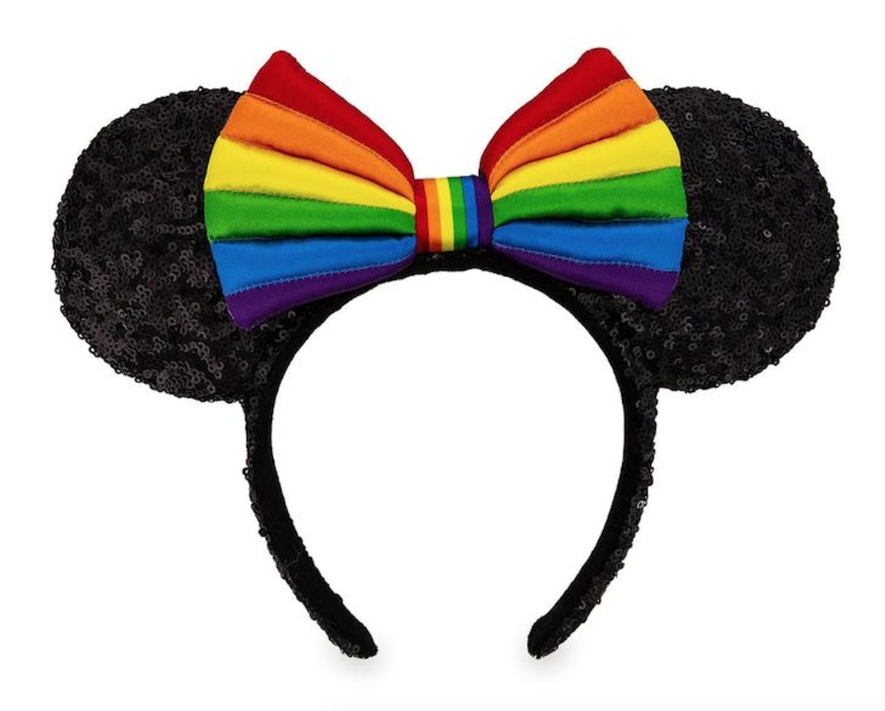 Minnie Mouse Ear Headband
Padded ears covered in black sequins come complete with a padded rainbow satin bow, for $27.99.
Photo via shopDisney