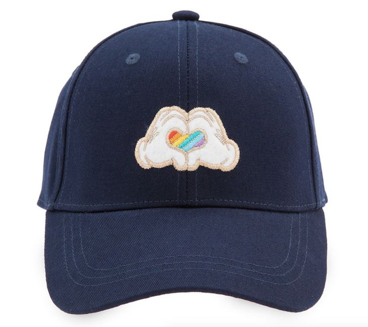 Mickey Mouse Heart Hands Baseball Cap
Cotton twill baseball cap is perfect to shade any face from the hot summer sun. A tropical Mickey pattern decorates the underside of the bill with Mickey hands in a heart shape filled with rainbow embroidery on the front, $19.95. 
Photo via shopDisney