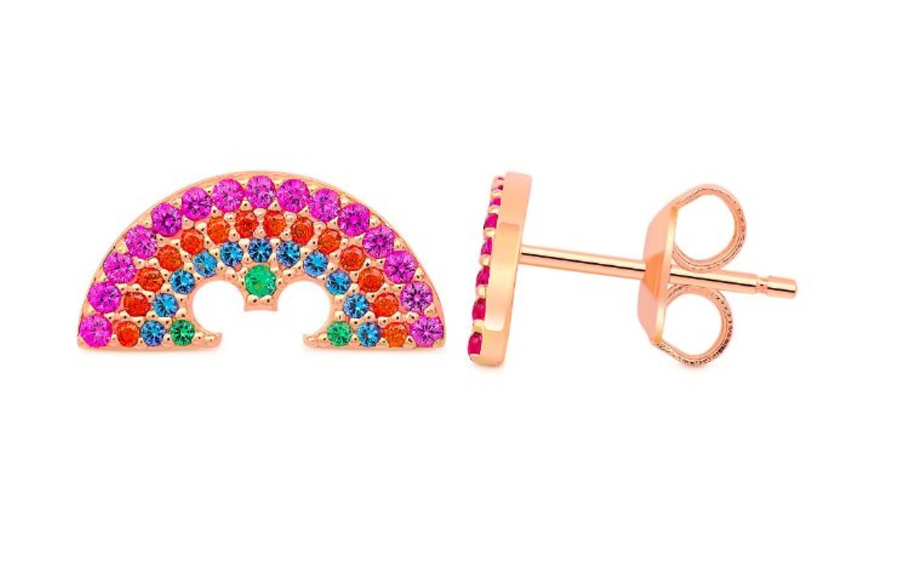 Rainbow Mickey earrings
Rose gold and rainbow-striped cubic zirconia stud earrings, $75.
Photo via shopDisney