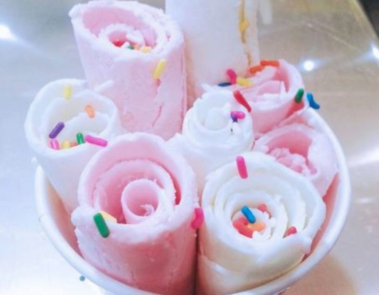 Rolled Ice Cream
Multiple locations 
Beautiful ice cream rolls in various flavors and crispy taiyaki waffles are the stars at Rolled. Get a bowl and some of their fish-shaped taiyaki filled with red bean paste or Bavarian cream. 
Photo via Rolled Ice Cream
