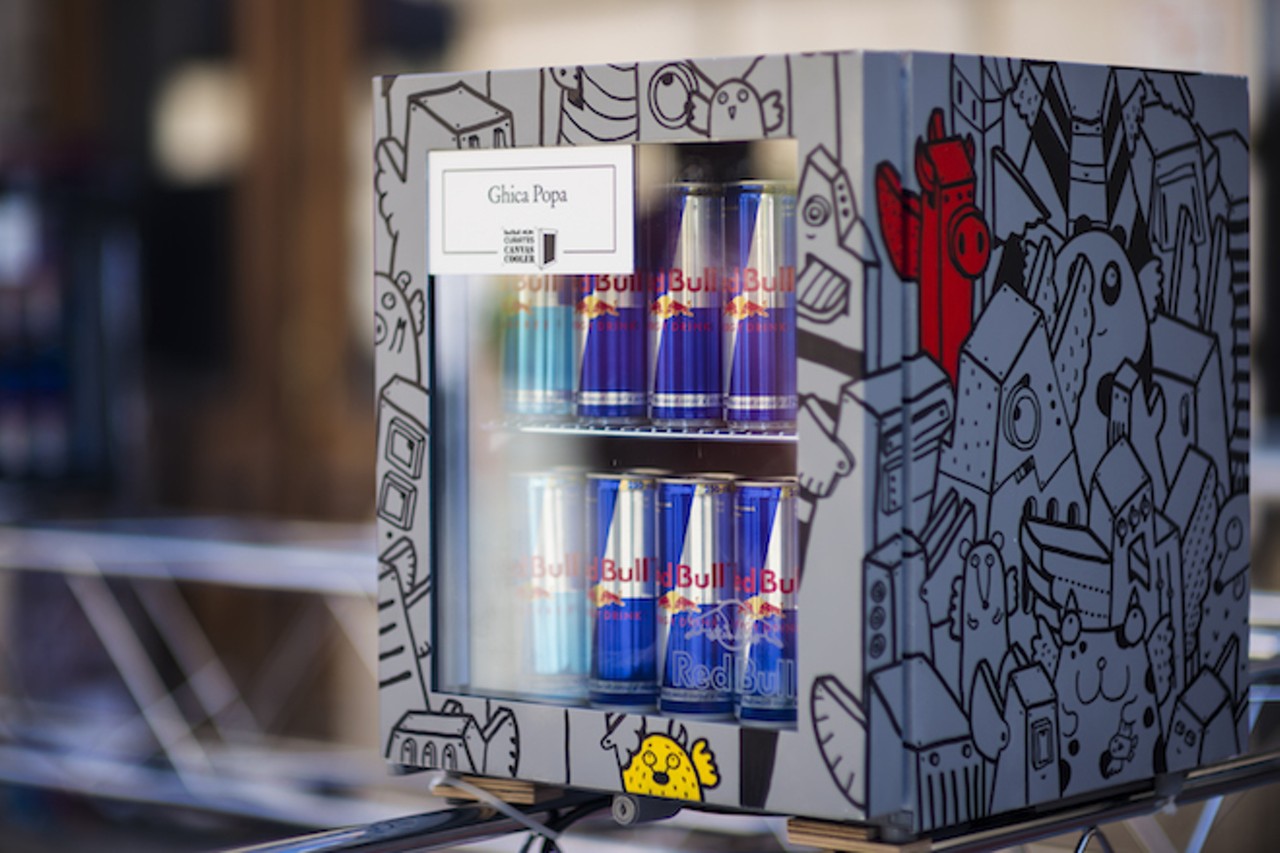 Artwork on display at Red Bull Curates &#150; The Canvas Cooler Project 2013 in Bucharest, Romania on May 18, 2013