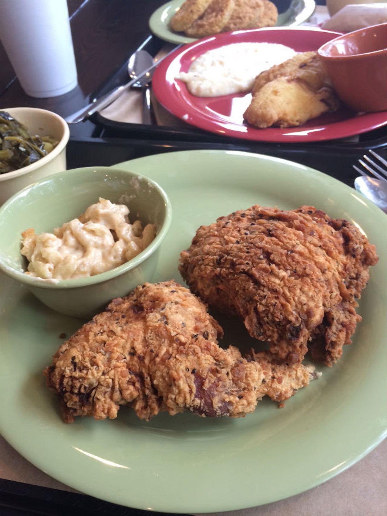 Fried chicken and mac n' cheese.