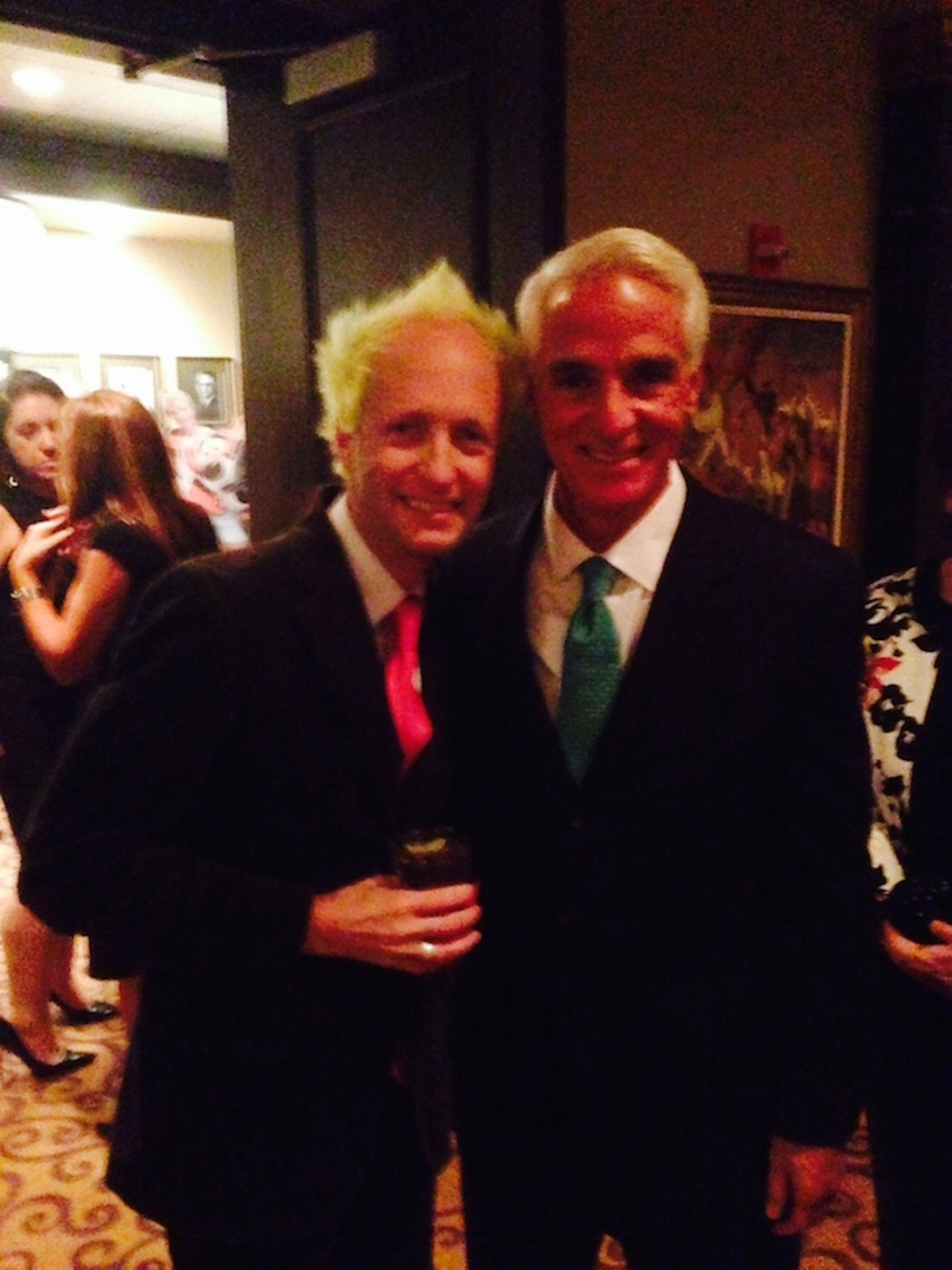 Billy Manes with Charlie Crist at Bob Poe's birthday party at the Grand Bohemian