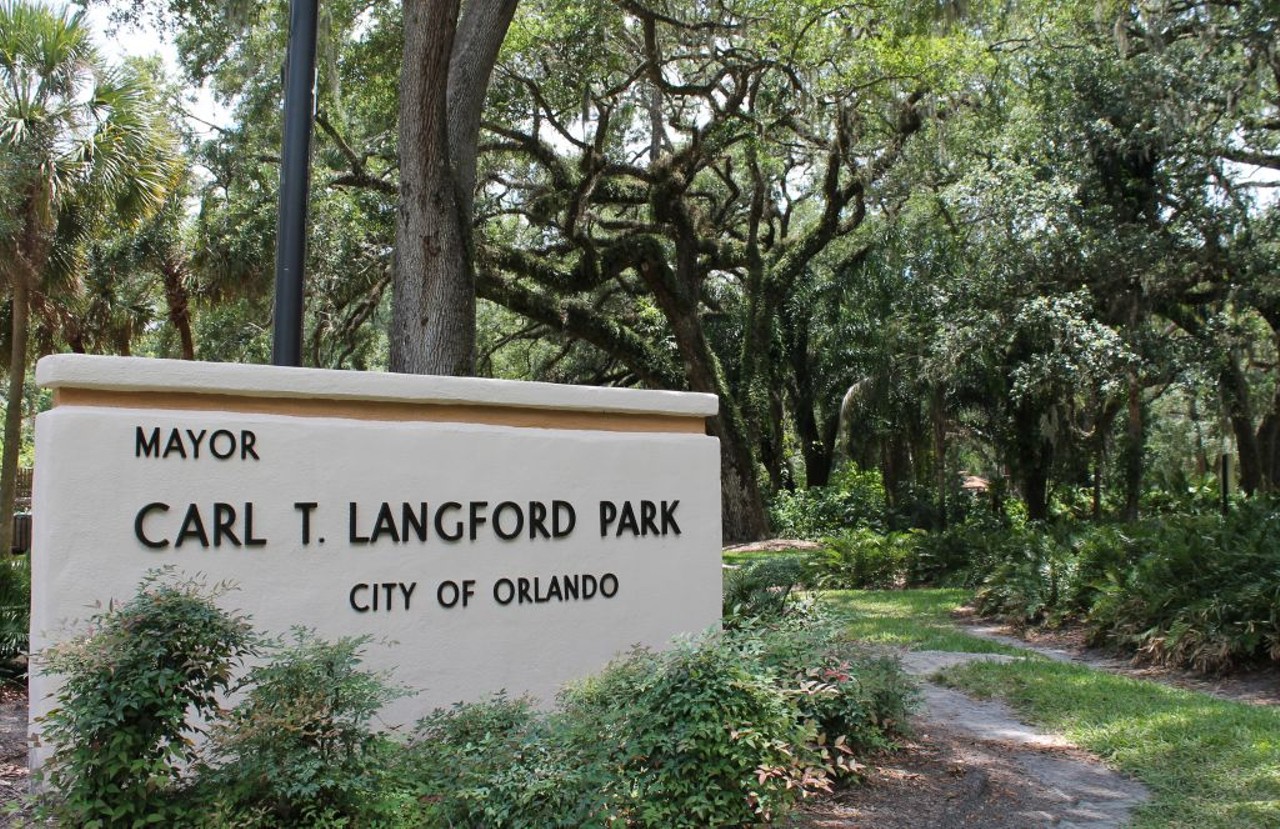 Mayor Carl T. Langford Park, 1808 E Central Blvd
Langford Park is a surprising, lush forest close to downtown with a small creek running through it, and a moderately exciting hanging bridge that sings a satisfyingly creaky song as you bound across it.