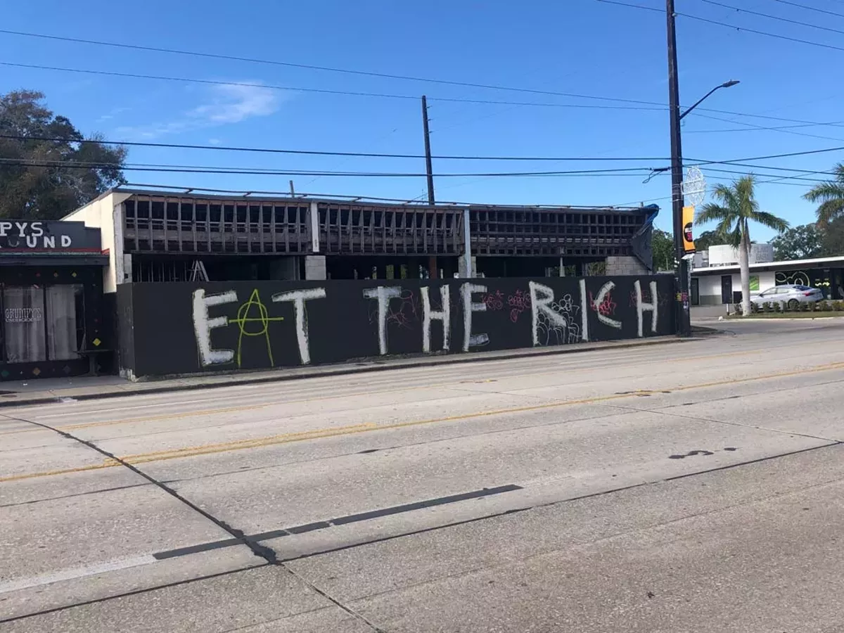 Image: Best Public Display of unrest: 'Eat the Rich' graffiti on Mills Ave