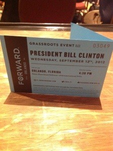 Bill Clinton is speaking at the Rosen Plaza tonight