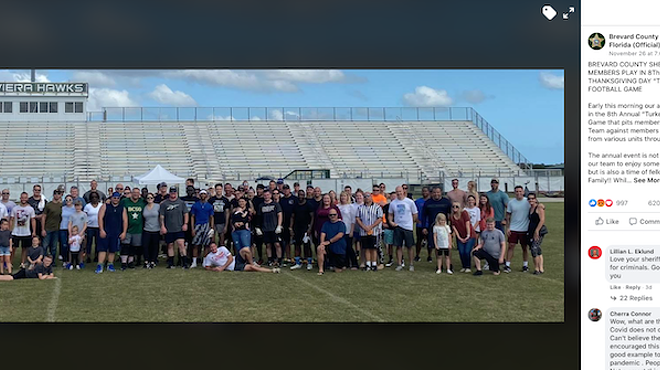 Florida sheriff celebrates the holidays by hosting potential superspreader 'Turkey Bowl' flag football event