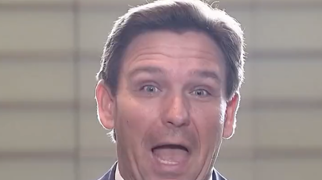 Ron DeSantis in April 2023, saying "I'm not a candidate" in a press conference