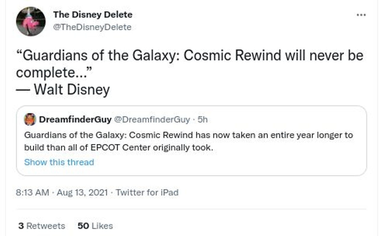 Disney parks fans react as Guardians of the Galaxy: Cosmic Rewind ride enters fourth year of construction