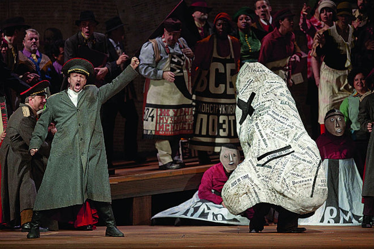 Oct. 26, Oct. 30
The Nose
Just how important is a high profile in 19-century Russian society? When he wakes up without a nose, an ambitious but stuffy bureaucrat finds out in Nikolai Gogol&#146;s absurdist 1836 parable, which Shostakovich used as libretto for his 1930s opera. These Met: Live in HD broadcasts beamed straight from New York&#146;s Metropolitan Opera are a wonderful resource for Orlandoans starved for the kind of innovative staging that only a major opera house can afford, and the kind of unconventional operas few small regional companies would risk presenting; the sets and animated projections of this 2010 pruduction designed by William Kentridge are stunning; the cast is, fittingly, conducted by Pavel Smelkov. 12:45 pm Saturday, 6:30 pm Wednesday; various theaters; $22-$24; fathomevents.com.
Image by Ken Howard, courtesy of the Metropolitan Opera