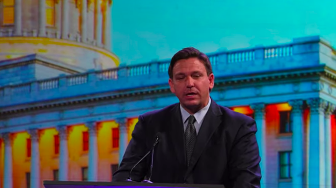 Florida Governor Ron DeSantis mocked mask requirements during a speech at a conservative policy conference in Utah.