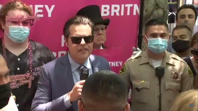 Matt Gaetz spoke at a Los Angeles rally in favor of freeing Britney Spears from conservatorship.