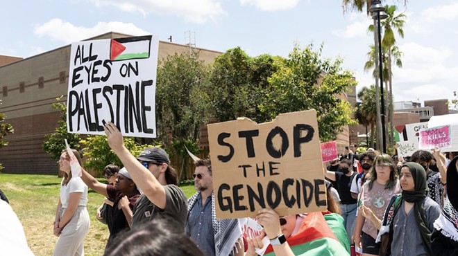 University of Central Florida students and other organizations gathered Friday, April 26 to rally in protest of Israel's occupation of Gaza near the UCF Reflecting Pond.