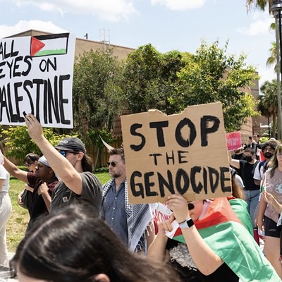 University of Central Florida students and other organizations gathered Friday, April 26 to rally in protest of Israel's occupation of Gaza near the UCF Reflecting Pond.