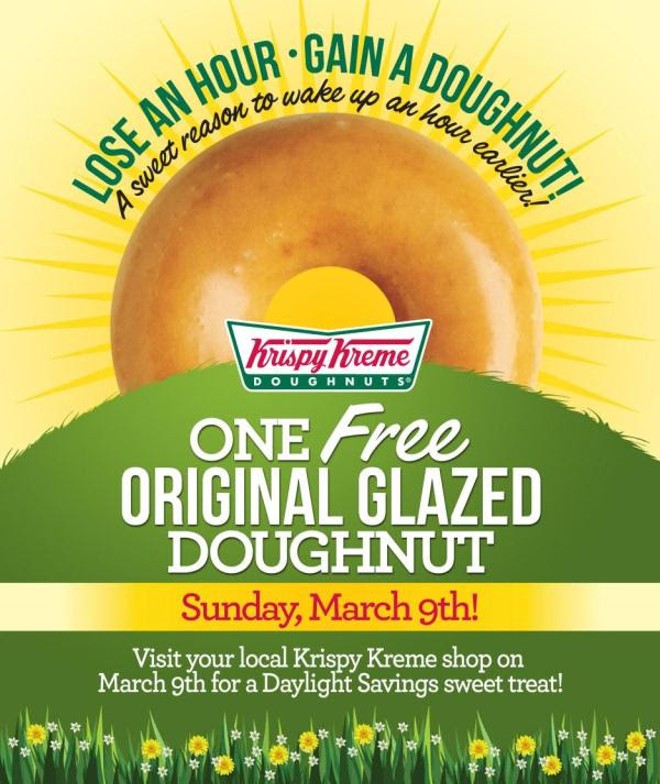 Free Krispy Kreme today: Lose an hour, gain a doughnut