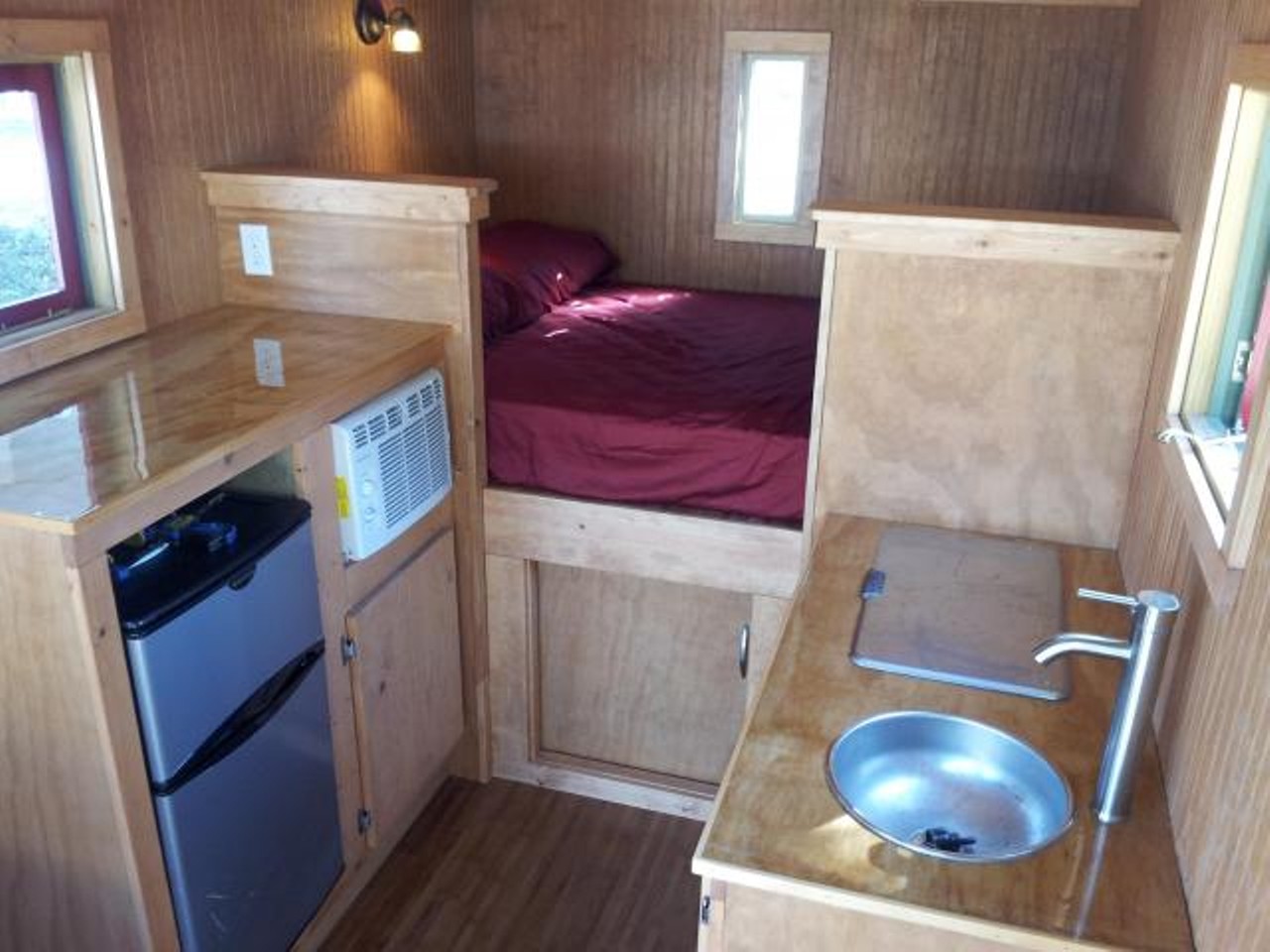 Gypsy Wagon Camper
Location: Clearwater
Price: $9250
Size: 90 sq ft 
You know you're going to have to fit all your belongings under that bed.