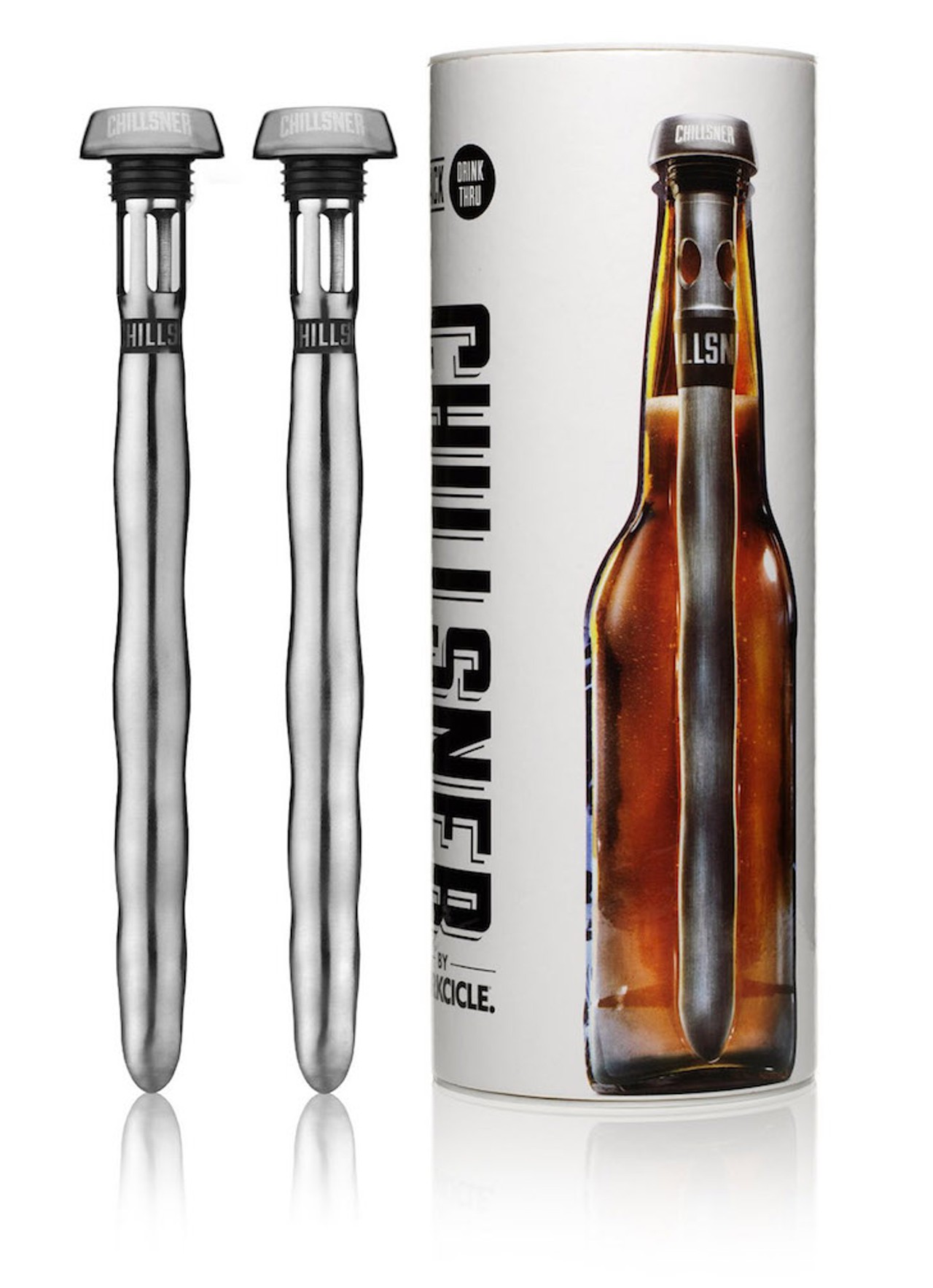 Corkcicle Chillsner Beer Chiller, $29.95 per pair, corkcicle.com
The Corkcicle seems like kind of a gag gift that you might get for someone who's known to hit the wine a little frequently: a metal "icicle" that you freeze and then plunge down the neck of a bottle of wine to keep it cool. But hey, ros&eacute; doesn't taste good warm, and they work. Corkcicle now makes a beer bottle-sized version called the Chillsner. They come in a pack of two, and if you drink as fast as we do, that should be enough to get you through a whole room-temp sixer without having to resort to the wet paper towel trick.