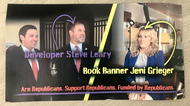 Mailer from the Orange County Democratic Executive Committee warning voters against school board candidate Jeni Grieger.