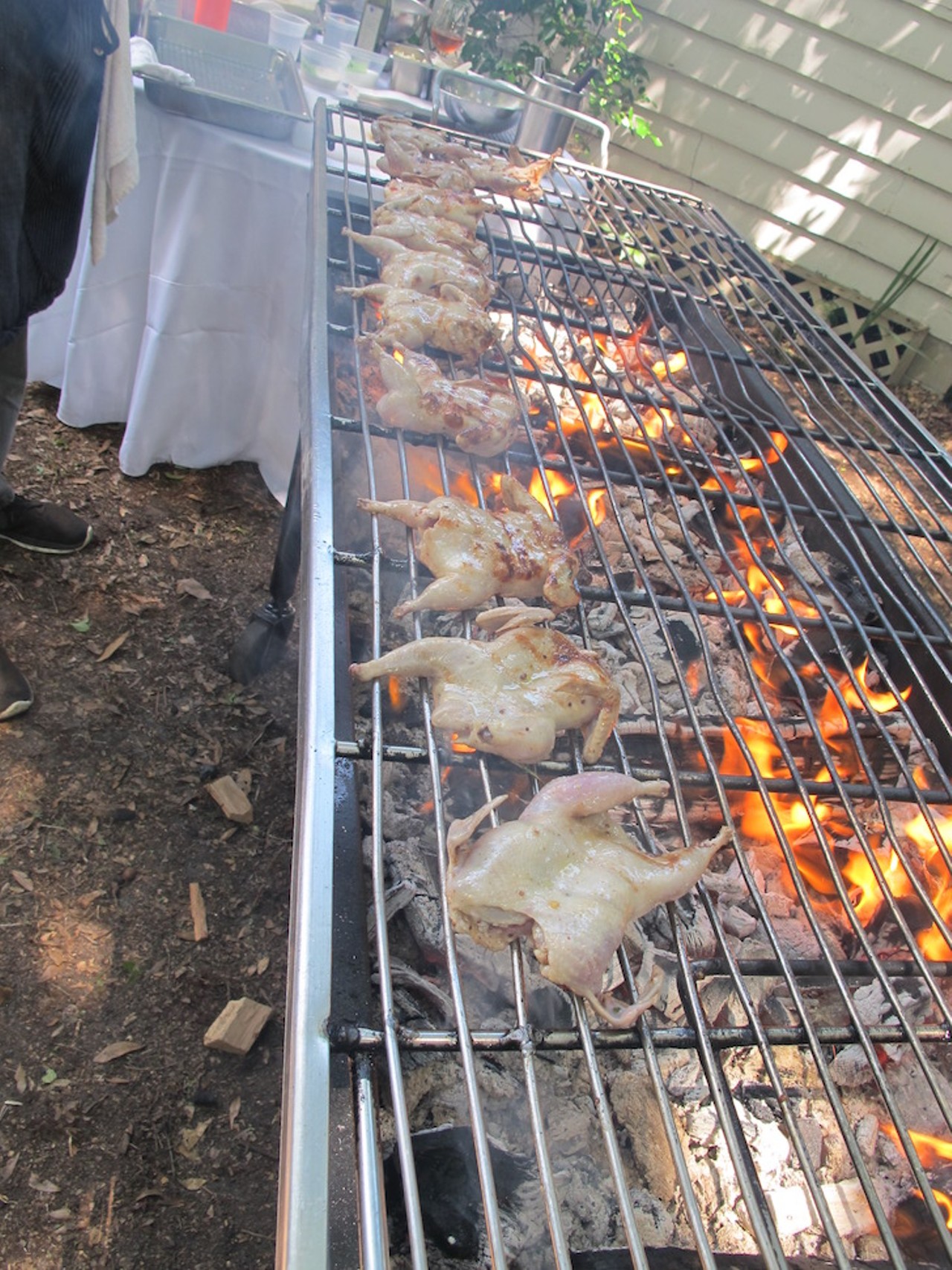 Quail being duly grilled