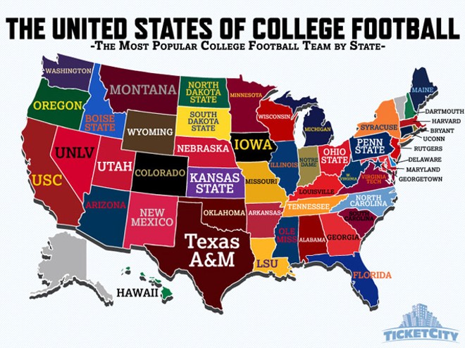 Map: The most hated college football program by state - Footballscoop