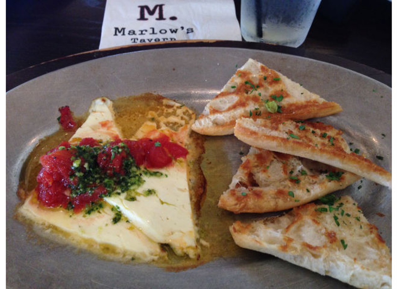 Sizzling feta appetizer at Marlow's Tavern