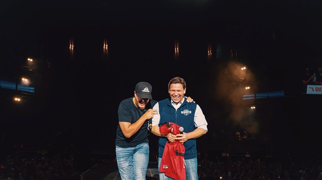 Country singer Luke Bryan welcomed Florida Gov. Ron DeSantis on stage at his show in Florida.