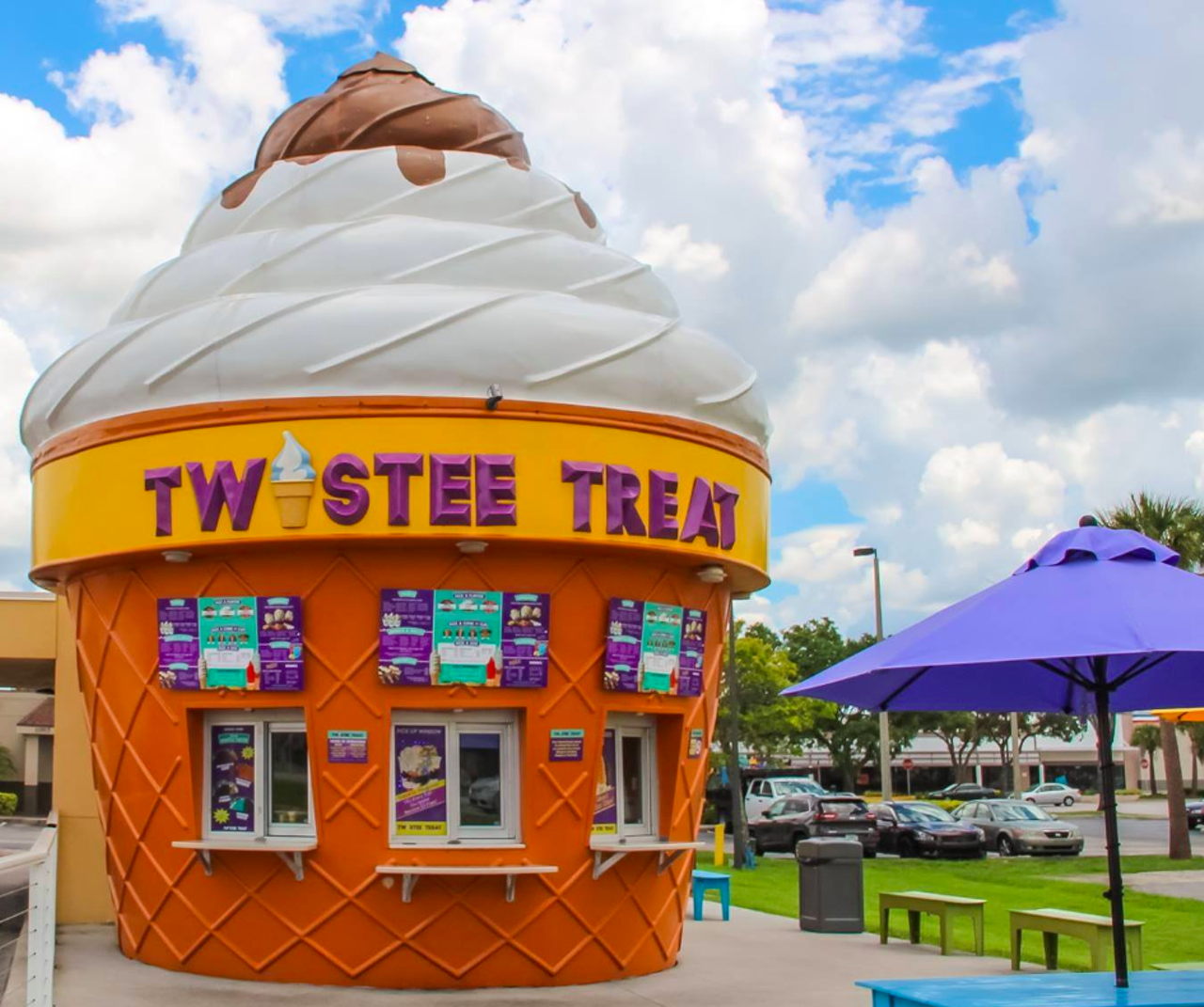 Twistee Treat
Various locations
Wrap up a summer day with a visit to an old school ice cream shop with the whole fam. This Florida-based chain is recognizable for its giant chocolate-covered cone buildings and delicious soft-serve ice cream. Have your ice cream any way you want – cup, cone, twirled, sundae, shake or malt, with rainbow or chocolate sprinkles, nuts and candy, plus dips in chocolate, cherry or butterscotch.