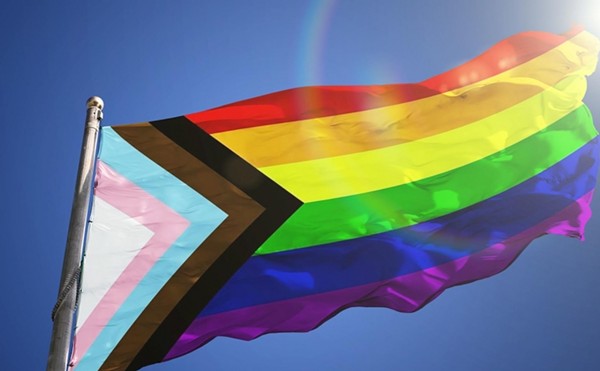 The Progress Pride Flag is inclusive of trans and nonbinary people and people of color, and indicates forward movement.