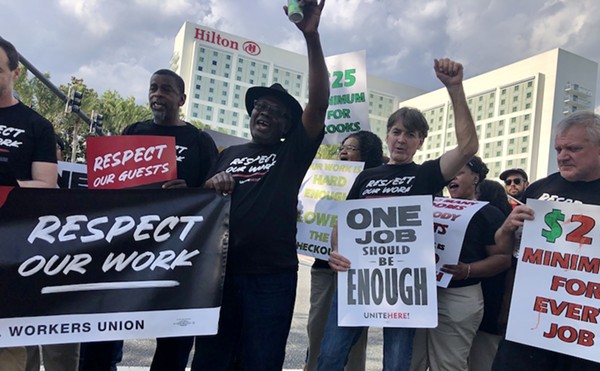 Orlando hotel workers rally on International Workers Day. (May 1, 2024)