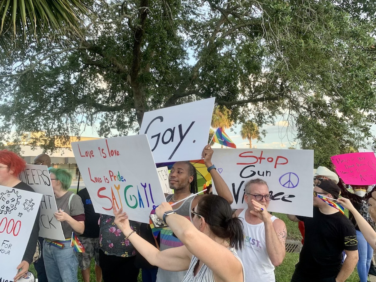 Orlando politicians, activists protest Florida Gov. Ron DeSantis' event at Plaza Live