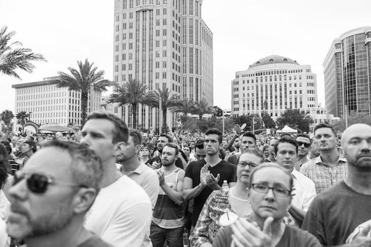 A scene from the Monday, June 13, vigil outside the Dr. Phillips Center for the Performing Arts.
Photo by  Patricia Lois Nuss