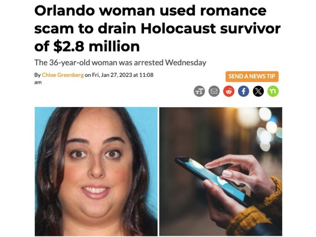 The 36-year-old woman, Peaches Stergo, used a years-long scam to steal the unnamed victim's life savings. She was arrested and charged with one count of wire fraud, and is now facing up to 20 years in prison. Read full article