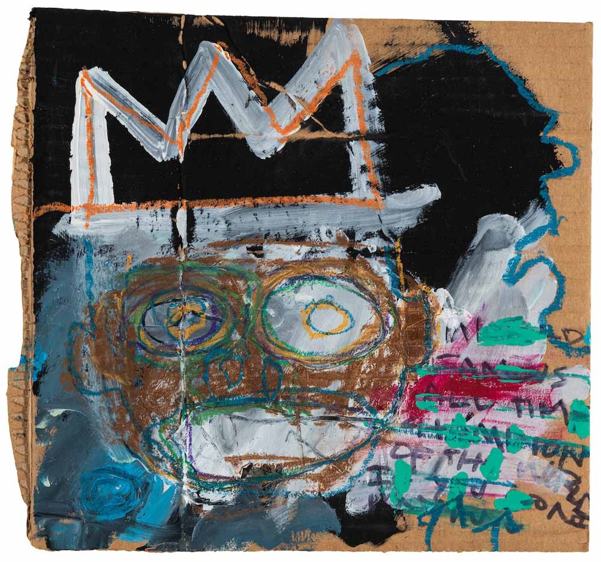 “Untitled (Self-Portrait or Crown Face II)” attributed to Jean-Michel Basquiat/1982. (image courtesy Orlando Museum of Art)