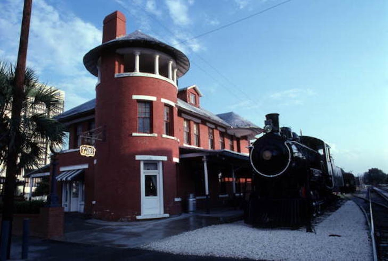 Church Street Station with old steam locomotive in Orlando, 1982.
