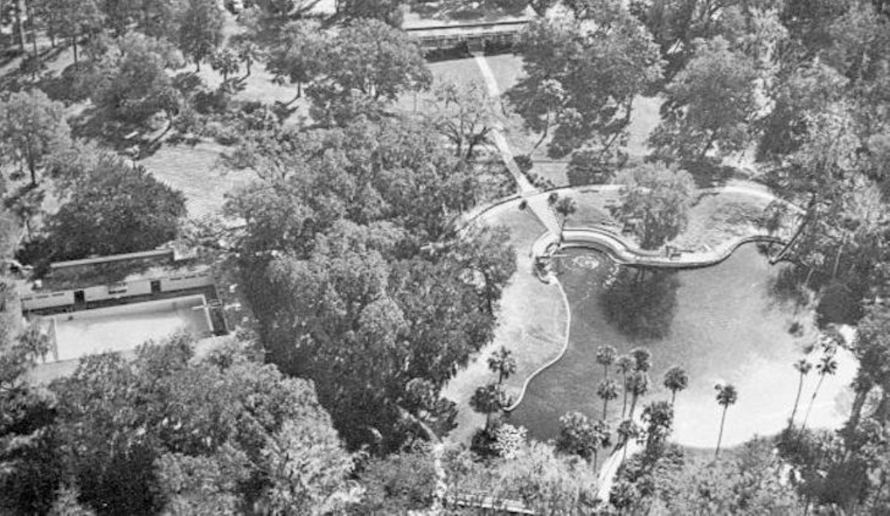 Aerial view overlooking the Sanlando Springs Tropical Park, 1950.