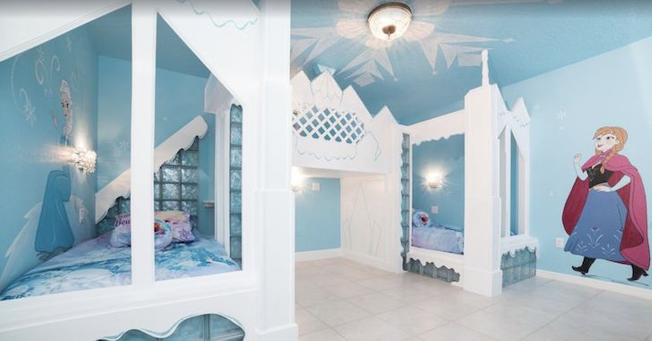 Rent this Disney-adjacent 'Frozen' themed vacation home, sink into the pool, and let it go