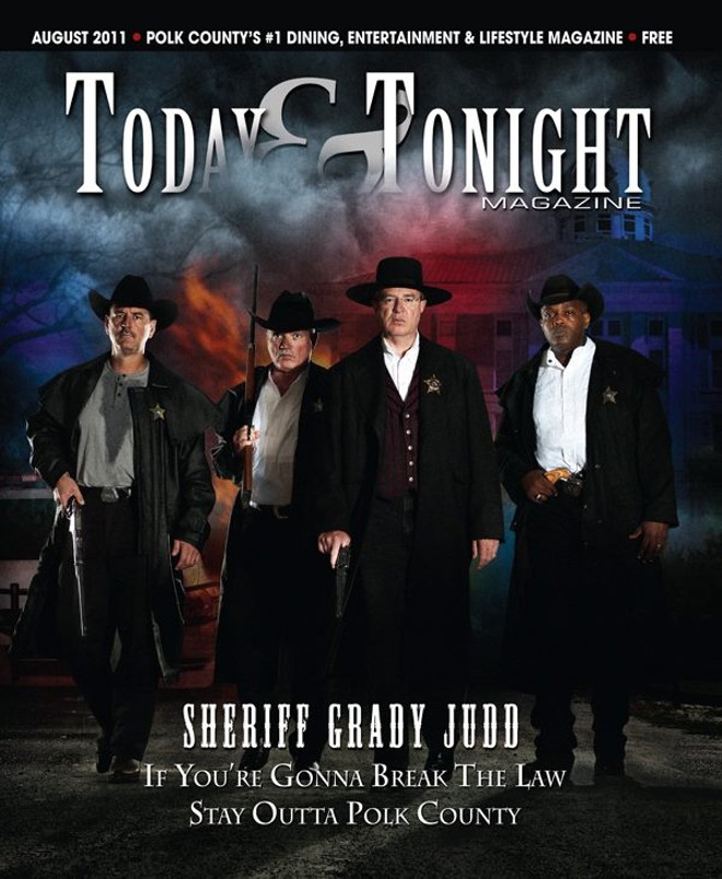 Second from left, Grady Judd dons Western wear for the August cover of Polk County's Today & Tonight magazine.