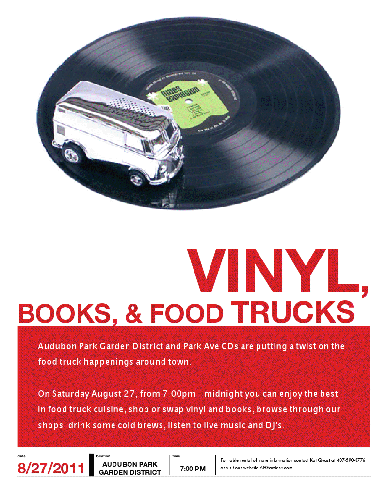 Selection Reminder: Vinyl, Books and Food Trucks at Park Ave CDs!