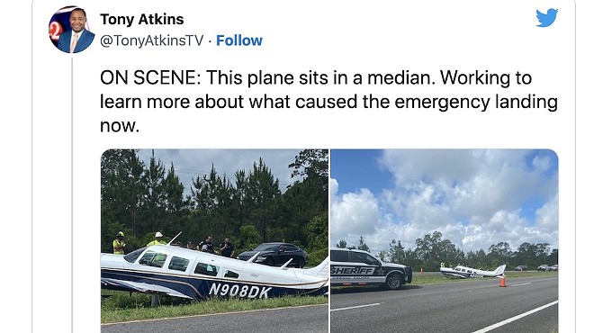 East of Orlando, a small plane landed in the middle of Colonial Drive