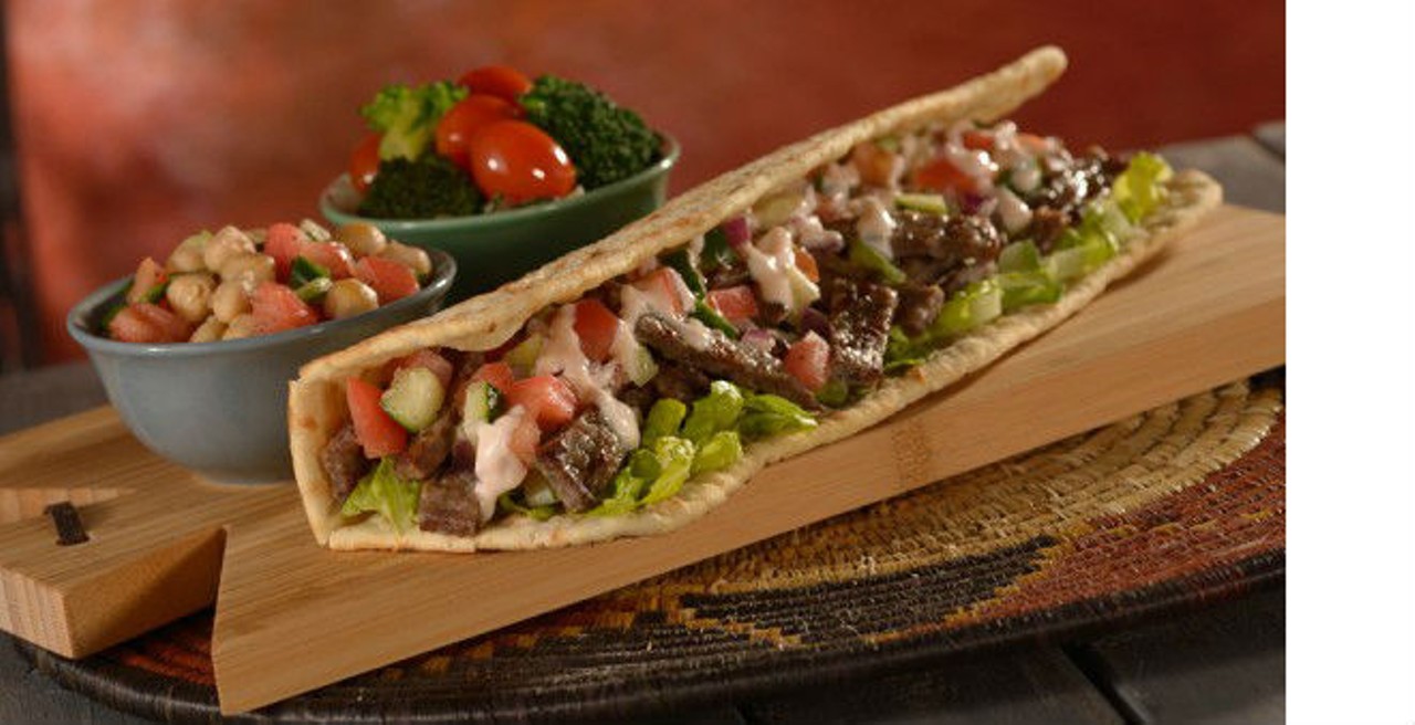 The Kitamu Grill will serve skewered chicken and a kabob flatbread sandwich (pictured).
