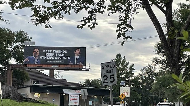 Two new billboards in Tallahassee try to draw a line between Matt Gaetz's scandals and Gov. DeSantis.