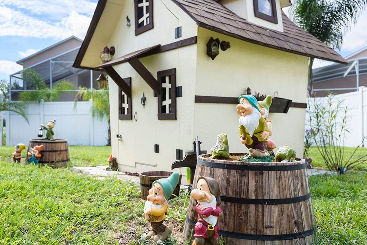 Themed villa only 4 miles to Disney
15 guests, 7 bedrooms, 10 beds, 4.5 baths
$295 per night
Venture out to the backyard and take a look inside the Seven Dwarfs playhouse where the kids can dress up as dwarves and make "stew" in the caldron.