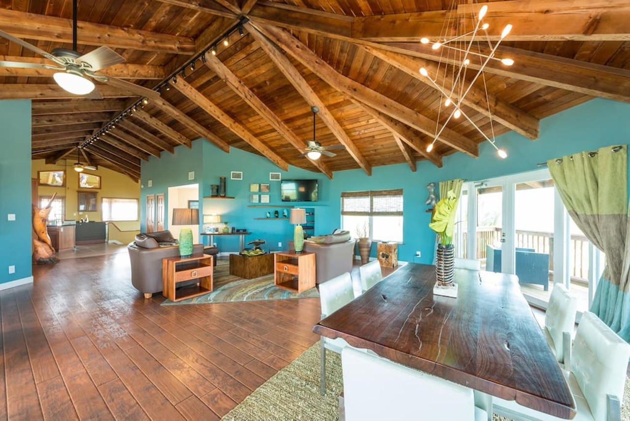 Private Island next to Key West
8 guests, 3 bedrooms, 4 beds, 3 baths
$1,550 per night
By the kitchen lies a high-beamed ceiling and aqua-enriched living room and dining room. Sit and watch tv, dine at the table or sip on some coffee and watch the sunrise from the outside patio.