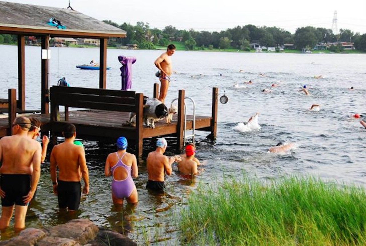 Grab some friends and head to Lucky&#146;s Lake
6645 Lake Cane Dr, Orlando, FL (407) 352-2444 
If you and your friends love open water swimming, then Lucky&#146;s Lake Swim is for you. The lake can be accessed for free and is popular among those training for triathlons or just trying to get a good workout in. It also hosts some fierce swimming competitions like the Food Chain 1K Swim. 
Photo via Lucky&#146;s Lake Swim/Facebook