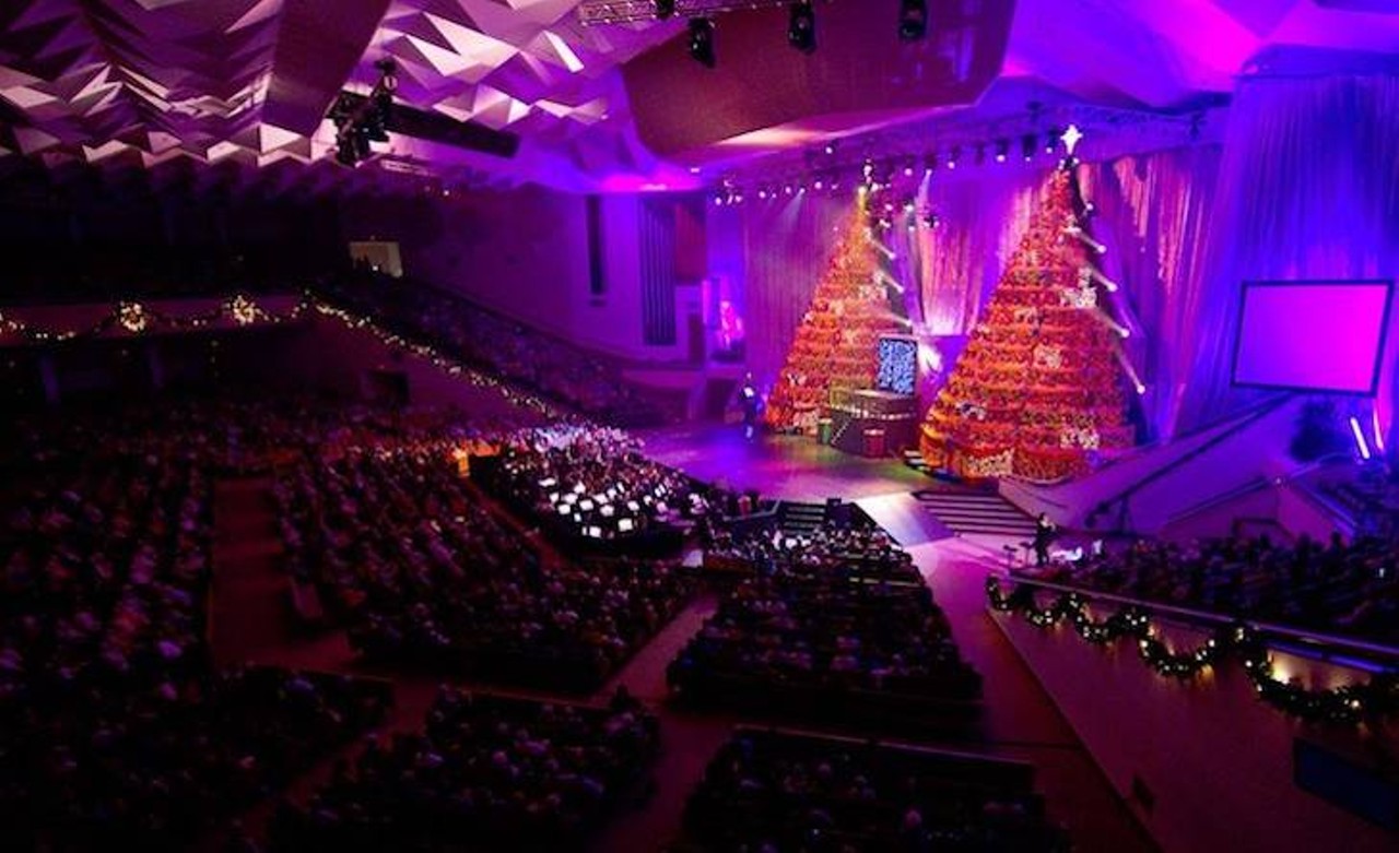 Singing Christmas Trees  
3000 S. John Young Parkway, 407-425-2555
A large, boisterous choir sing all the holiday classics around two 40-feet tall Christmas trees at First Baptist Orlando. If that&#146;s not exciting enough, then how about the 250,000 Christmas lights to boot? Visit their website for presentation times.
Photo via The Singing Christmas Trees/Facebook