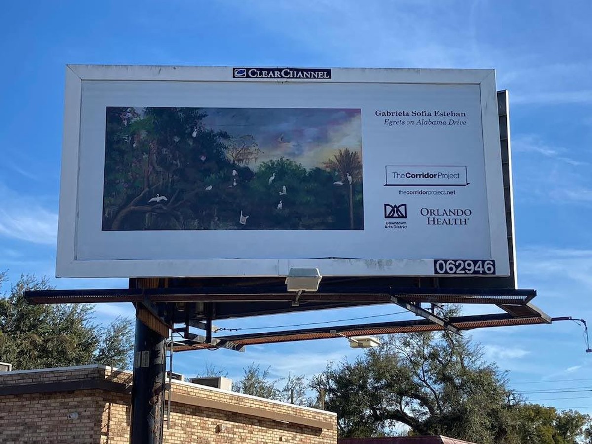 Gabriela Sofia Esteban's "Egrets on Alabama Drive" billboard is at 938 W. Colonial Drive